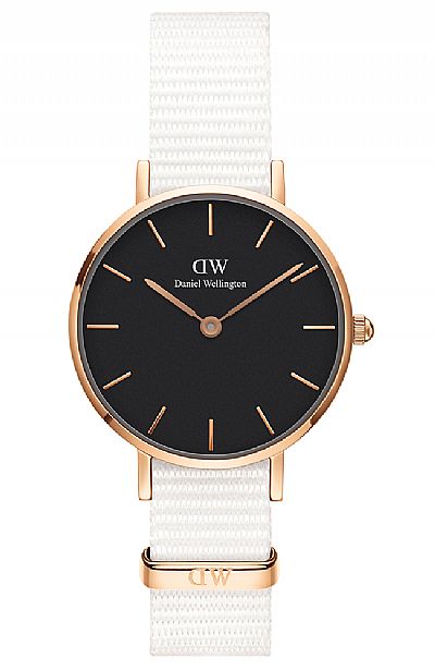 Daniel Wellington Petite Dover Rose Gold White Fabric Strap DW00100314         .