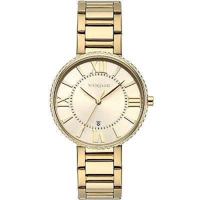 VOGUE Jet Set Crystals Gold Stainless Steel Bracelet 612241