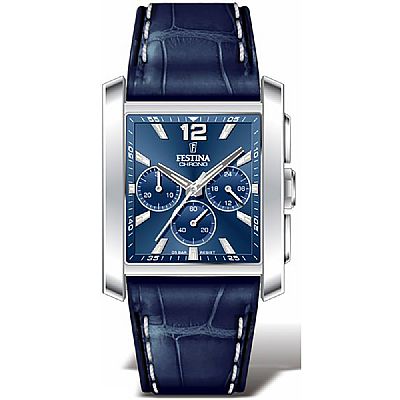 FESTINA MEN'S BLUE LEATHER WATCH BRACELET F20636/2