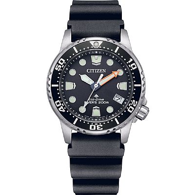 CITIZEN ECO DRIVE DIVERS BLACK RUBBER STRAP EO2020-08E