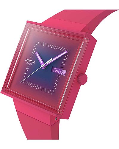 SWATCH Squarely Berry Rubber Strap  SO34R700