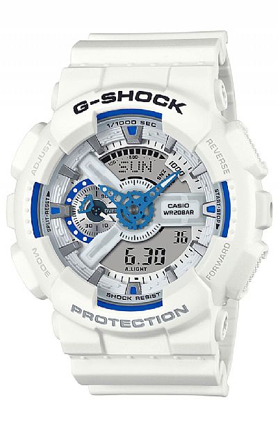 CASIO G-Shock AnaDigi White Rubber Strap  GA-110HDS-7AER