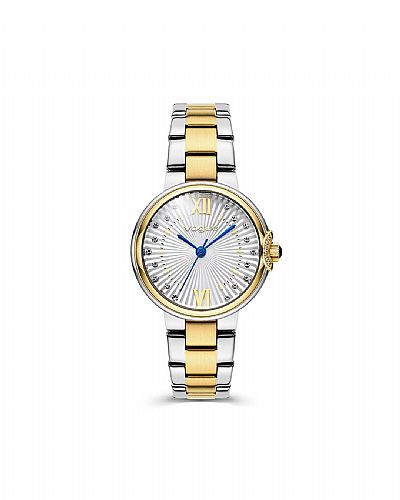 Carmen mini watch two tones gold-silver bracelet and silver dial 616061 