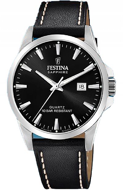 FESTINA Black Leather Strap Swiss Made F20025/4