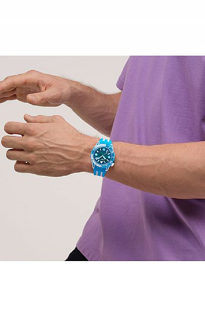  SWATCH Blue Fire Rubber Strap SSCU09S100