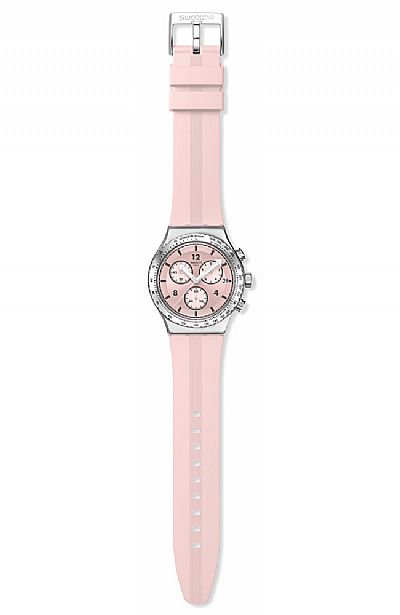 SWATCH Poppingly Pink Rubber Chronograph YVS532