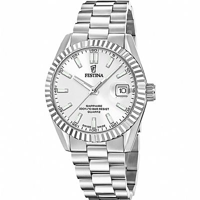 Festina Swiss Made  Silver Dial Stainless Steel Bracelet F20084/A 