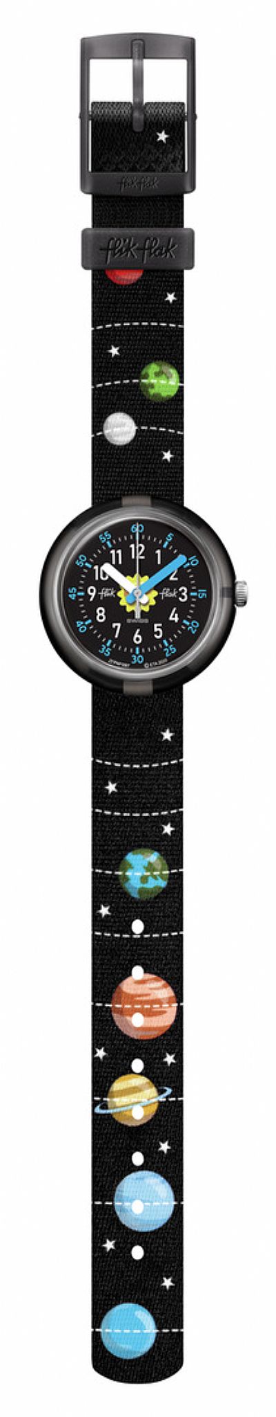  FLIK FLAK Solar System Black Fabric Strap  ZFPNP097