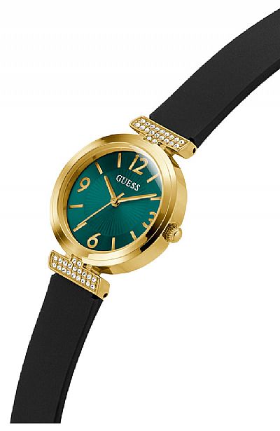 GUESS Array Crystals Black Leather Strap GW0912L4