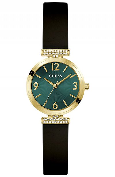  GUESS Array Crystals Black Leather Strap GW0912L4