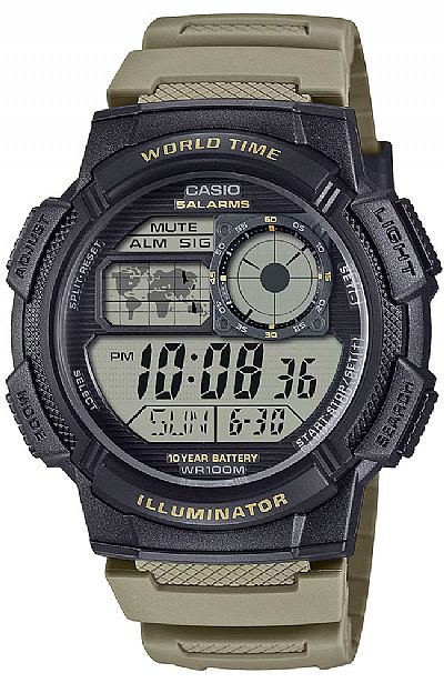 CASIO Digital Red Rubber AE-1000W-5AVEF